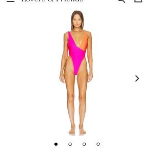 Lovers + Friends Lucky Girl One-Piece Swimsuit Pink and Orange